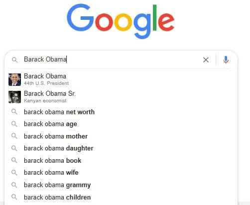 autocomplete results for Barack Obama_Image