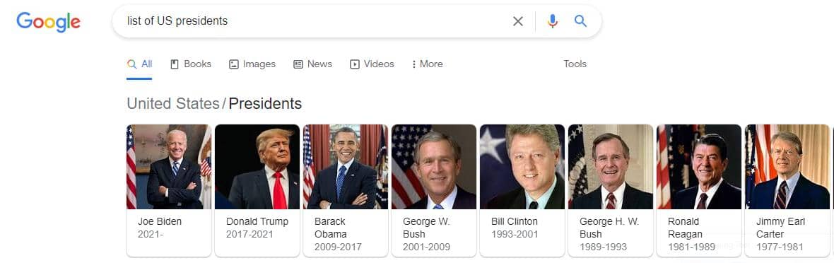 list of US Presidents result in Google_Image