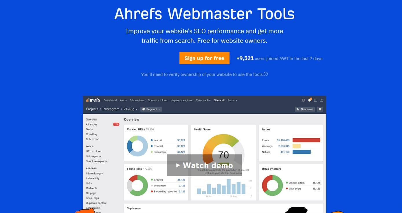 Ahrefs Webmaster Tools Homepage_Image