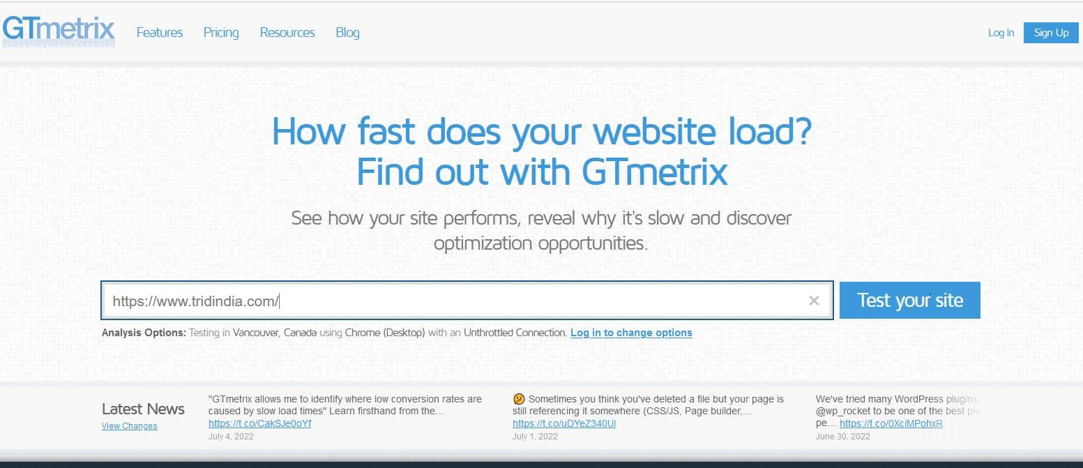 GTmetrix Homepage_Image