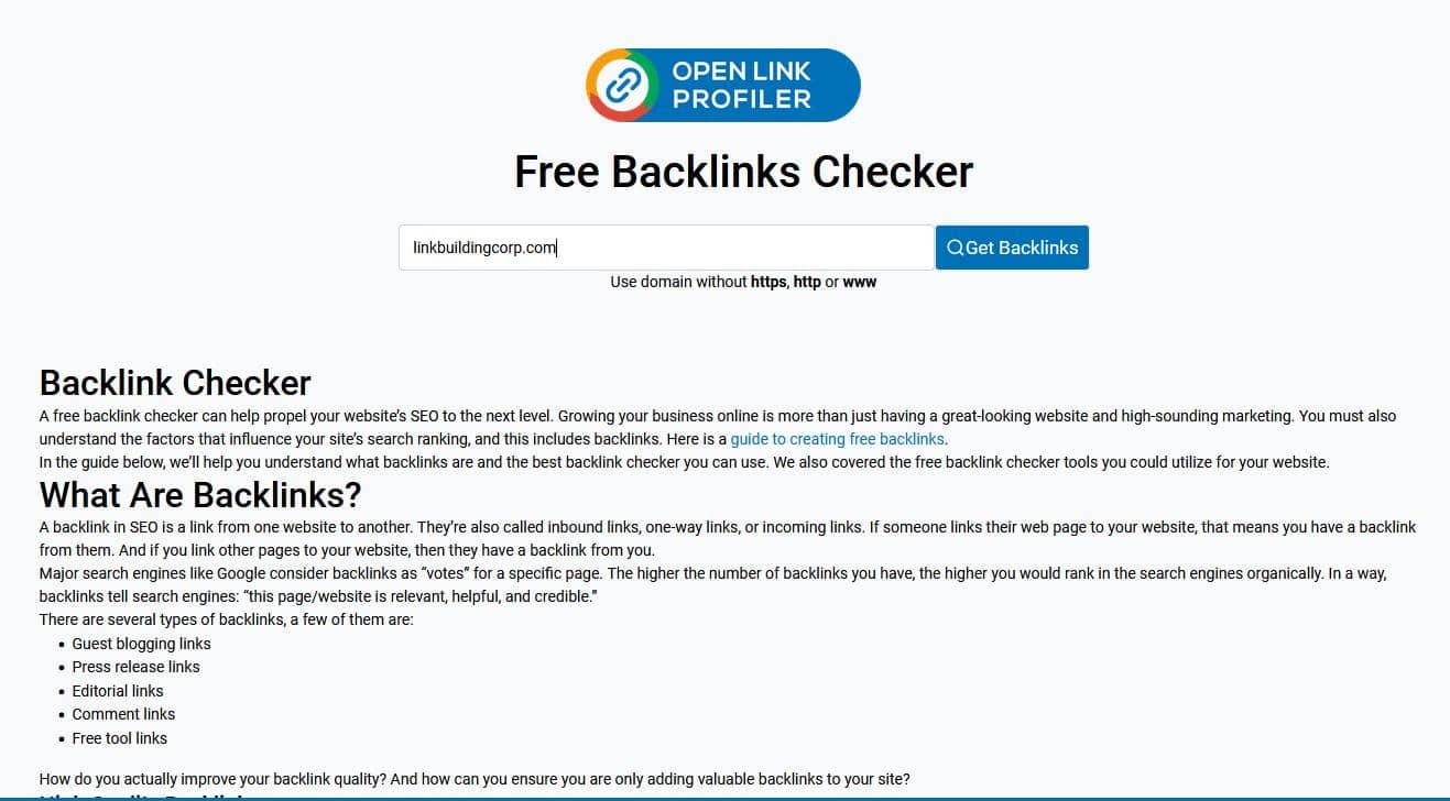 Open Link Profiler Homepage_Image