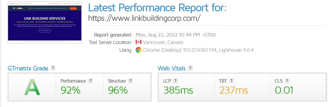 Page Speed at GTmetrix_image